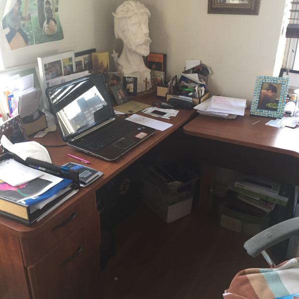 Photo of Wrap around desk with storage, brown