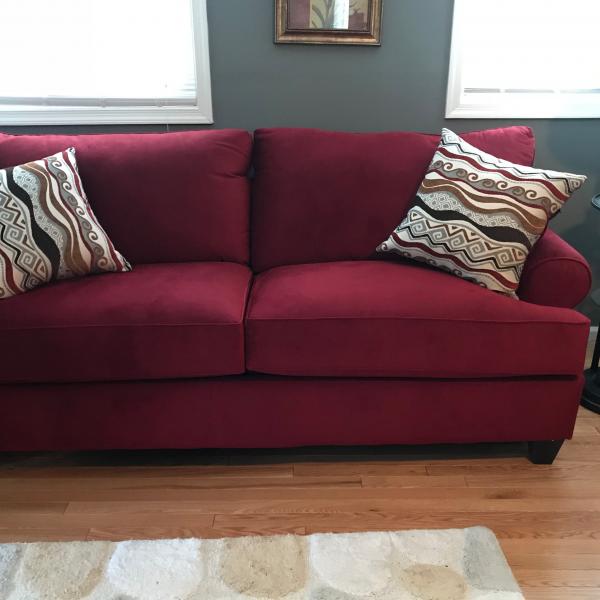 Photo of BRAND NEW Red Velveteen Sofa