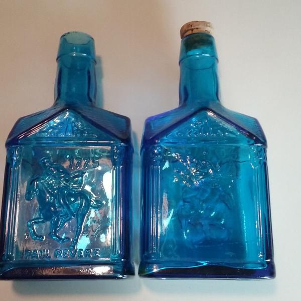 Photo of Two Collectible Blue Wheaton Glass Bottles