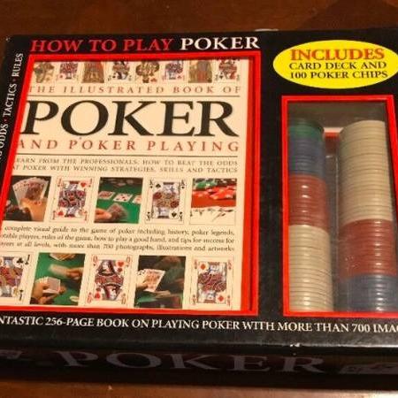 Photo of Complete poker set - chips, rule book, deck of cards.