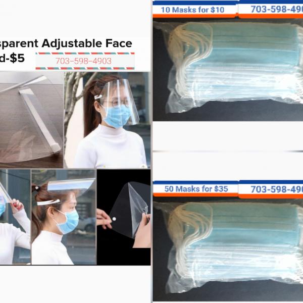 Photo of Transparent Adkustable Face Shield and Masks