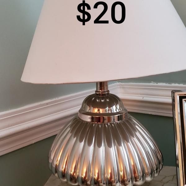 Photo of Silver lamp with White shade