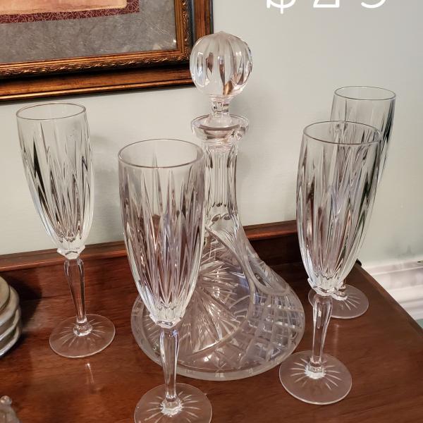 Photo of Champagne Flutes and Decanter