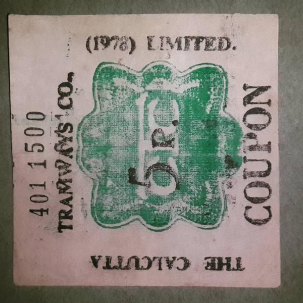 Photo of Kolkata Tramways original ticket 1978
