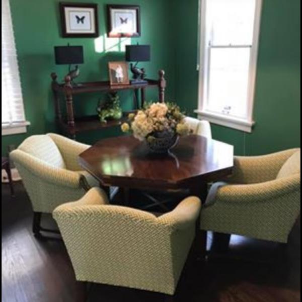 Photo of Sherrill Mahogany Game Table and Upholstered Chairs