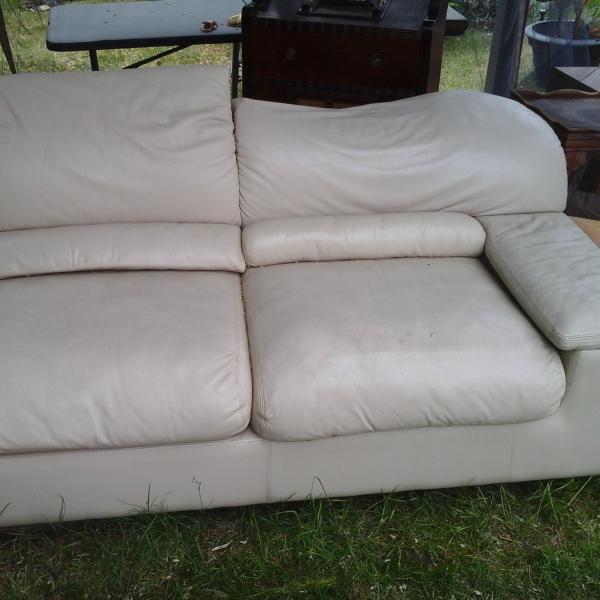 Photo of Cream  Leather Couch