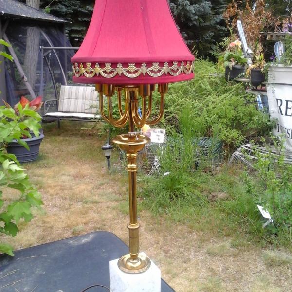 Photo of Antique brass and marble electric lamp