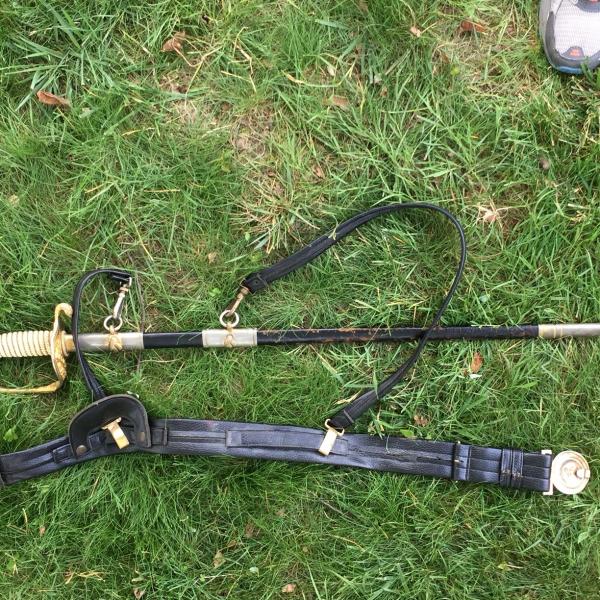 Photo of US Navy Officer Dress Sword and Belt with Hanger Straps 