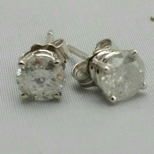 Photo of Half Carat .50 ct Genuine Round Diamond Stud Earrings 14kt Pushback