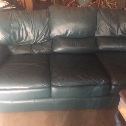 Photo of Long Green Leather Couch 