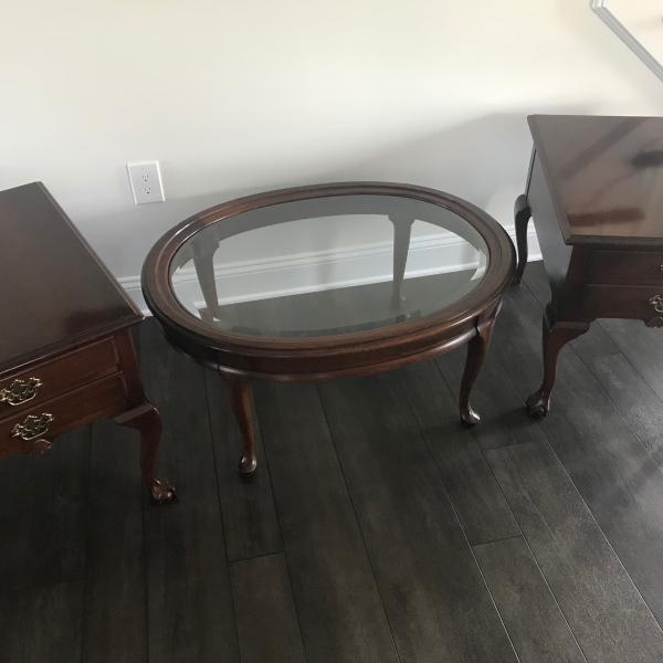 Photo of End tables w/ glass coffee table