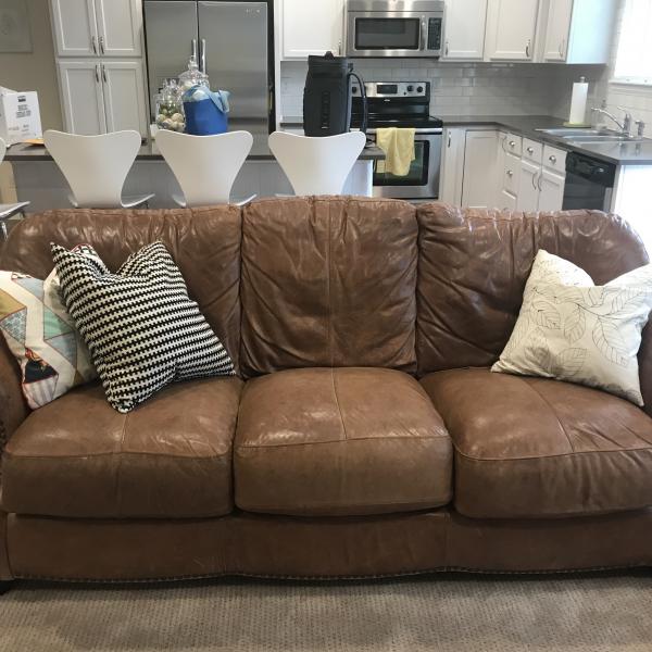 Photo of Leather Couch, Loveseat, Arm Chair