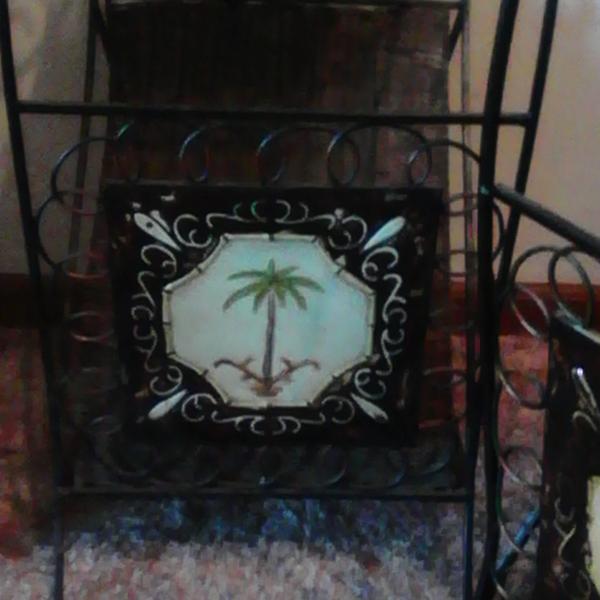 Photo of 2 Palm Tree Metal and Wicker Tables