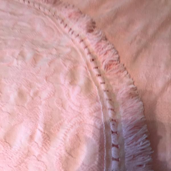Photo of Bates Vintage Bedspread full size with fringe PINK