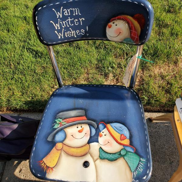 Photo of HAND PAINTED SNOWMAN CHAIR