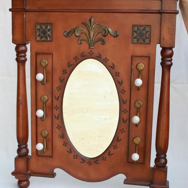 Photo of Victorian Wall-mounted, Wood Hat Rack w/ Mirror