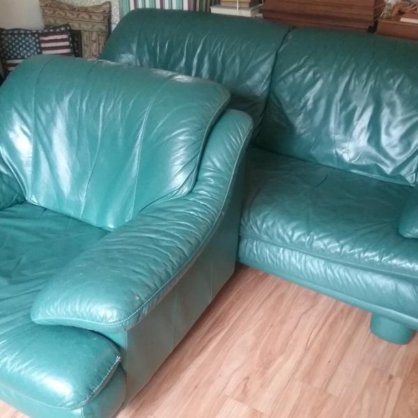 Photo of Italian Leather Sofa & Chair