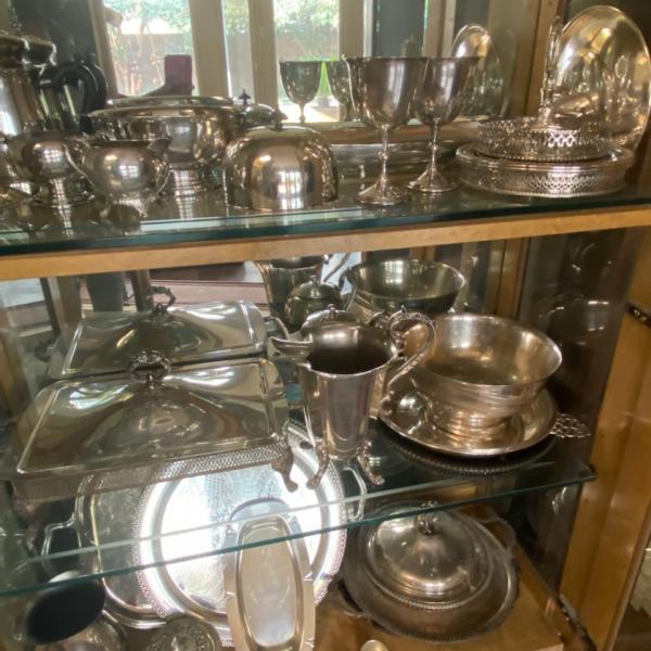 Photo of Collection of antique silverplate items