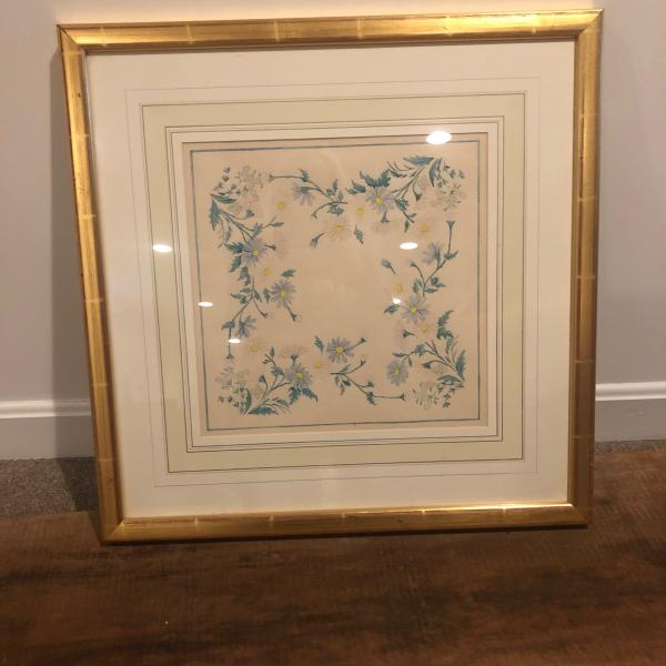 Photo of Framed hand painted picture of flowers.