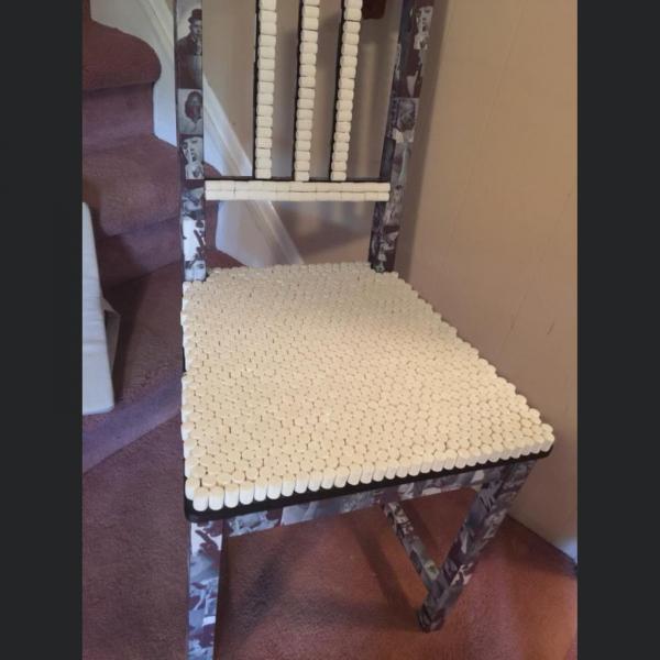 Photo of Decorative armless side wood chair