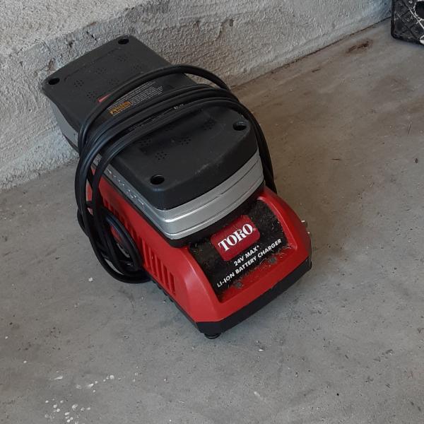 Photo of 24 volt Toro battery and charger