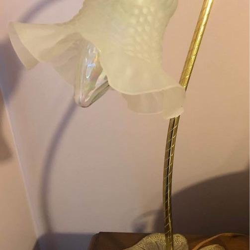 Photo of Vintage Brass Gooseneck Tulip Table Lamp