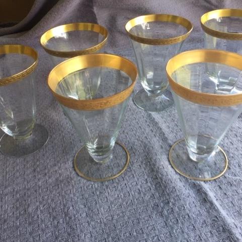 Photo of Vintage Gold-rimmed wine/water glasses