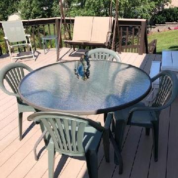Photo of DECK 48" ROUND GLASS TOP TABLE