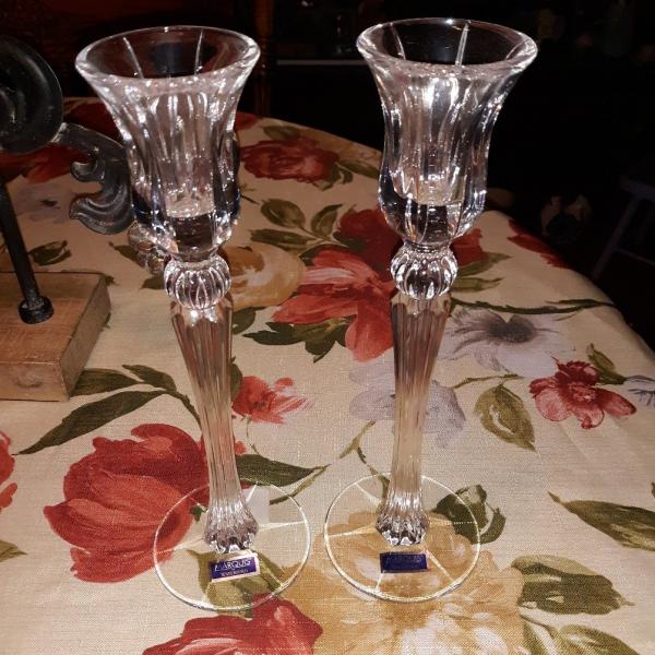 Photo of $10 -MUST SELL-   Brand new 10 inch pr Waterford Marquis Crystal Candleholders. 