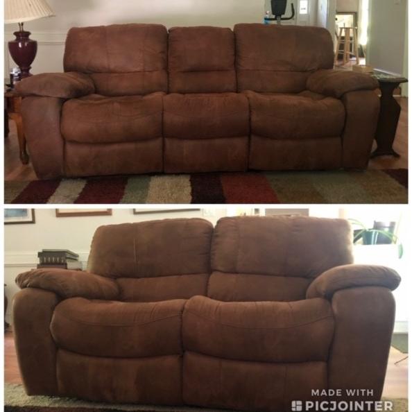 Photo of Suede Couch and Loveseat