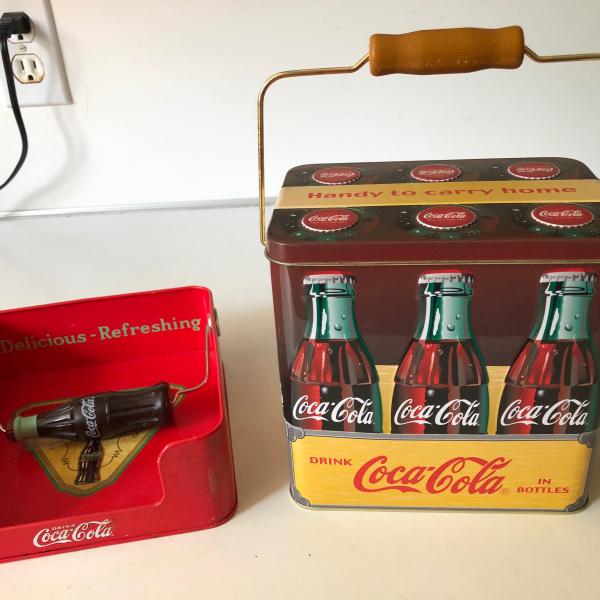 Photo of Vintage Coca-Cola Napkin Holder and Tin Can
