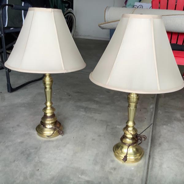 Photo of Pair of brass lamps