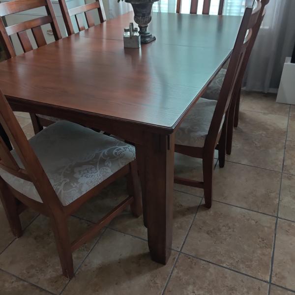 Photo of Dining table with 6 chairs, and 2 extra table sleeves