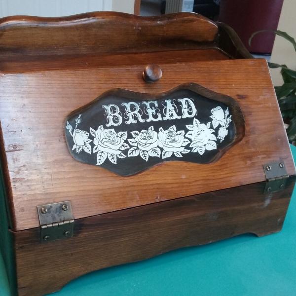 Photo of Vintage Wood & Glass Country Farm Kitchen Bread Box