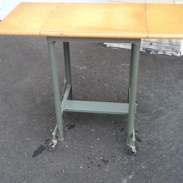 Photo of Vintage Hi Lo Metal & Wood Stand Industrial Typewriter Table