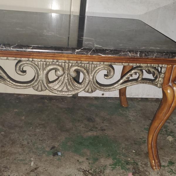 Photo of Vintage italian marble top table queen ann wood legs great condition $50 firm