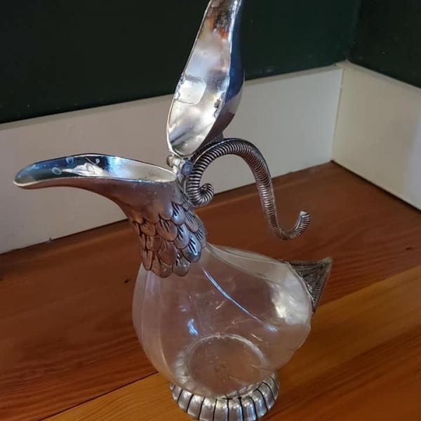 Photo of GLASS & SILVER PLATED PITCHER