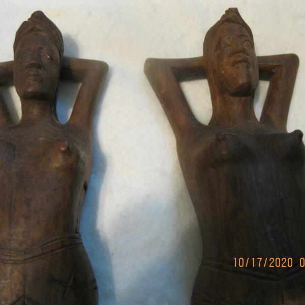 Photo of 2 nude female carved wooden nutcrackers