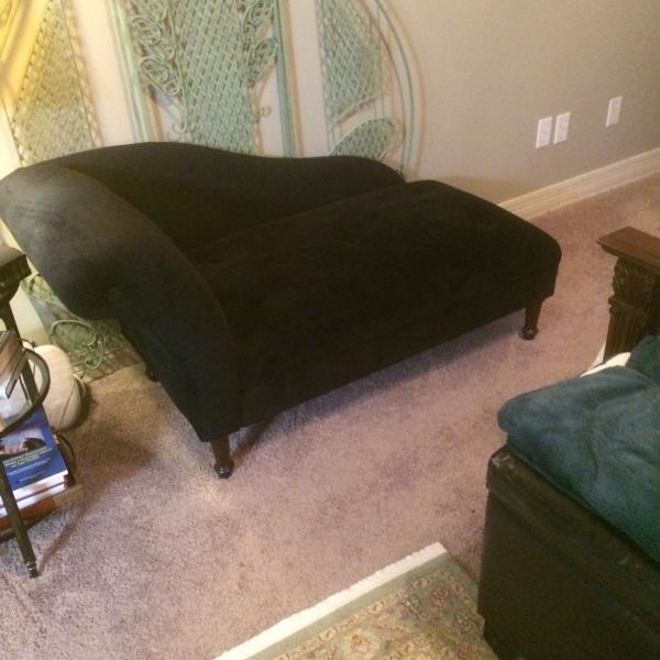 Photo of Black velvet chaise lounge