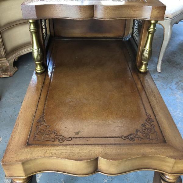 Photo of leather topped side table