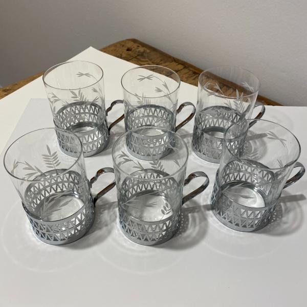 Photo of Set of 6 Russian Hot tea glasses with holders.