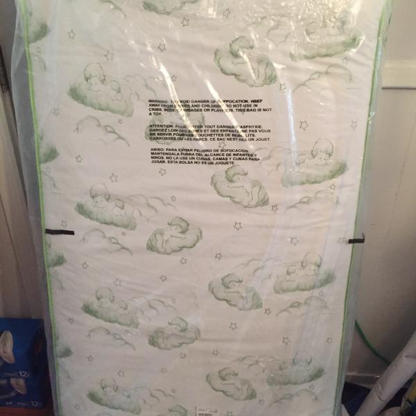 Photo of Dream On Me, Twinkle 5" 88 Coil Crib And Toddler Bed Mattress, Green Clouds