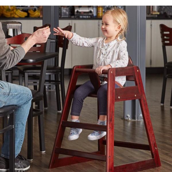 Photo of High chair restaurant style wooden brown 