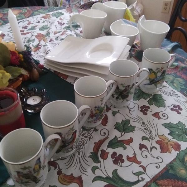 Photo of 5 Crown royal cups and Art Deco plate set