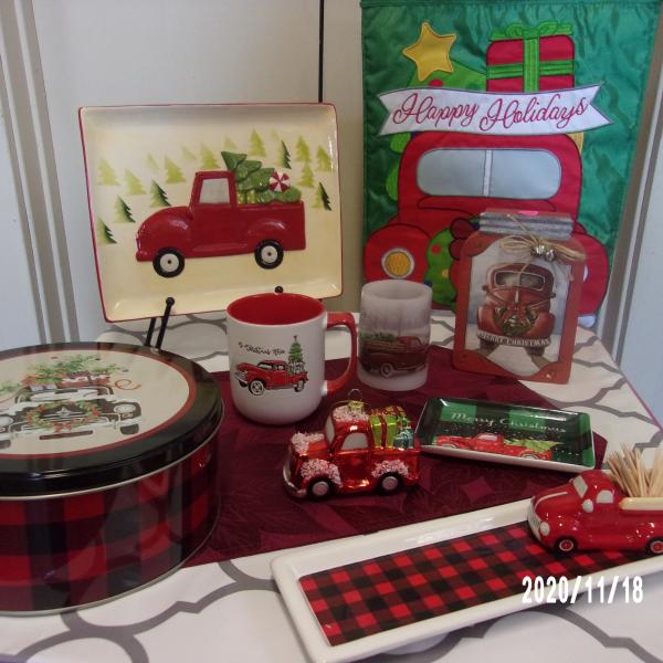 Photo of RED PICKUP CHRISTMAS DECOR, ALL NEW, Priced Separately