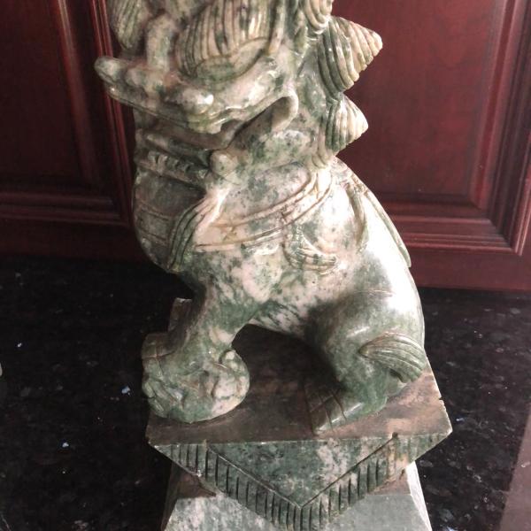 Photo of Antique Stone/Marble Large Foo Dogs/Guardian Lions