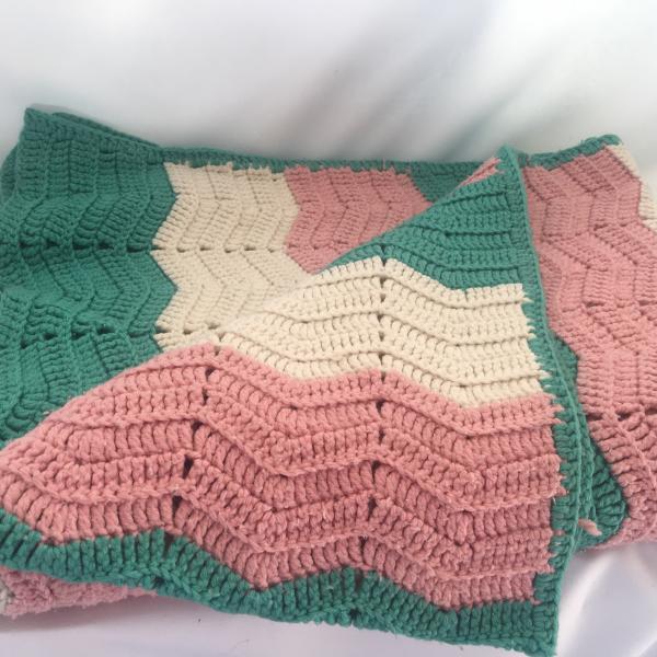 Photo of Peach, Green and Off White Crocheted Aftgan