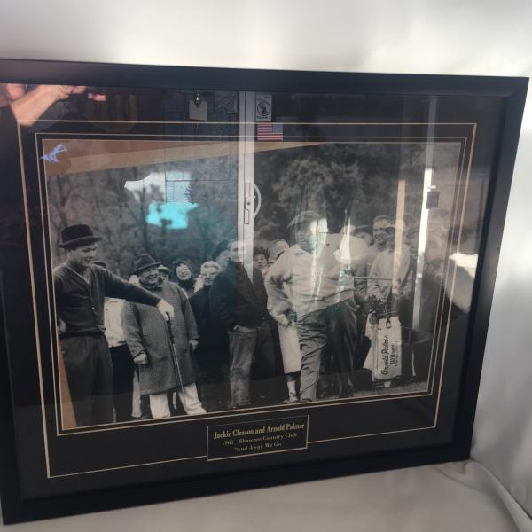 Photo of Jackie Gleason and Arnold Palmer 1961 Framed and Mat "And Away We Go" 