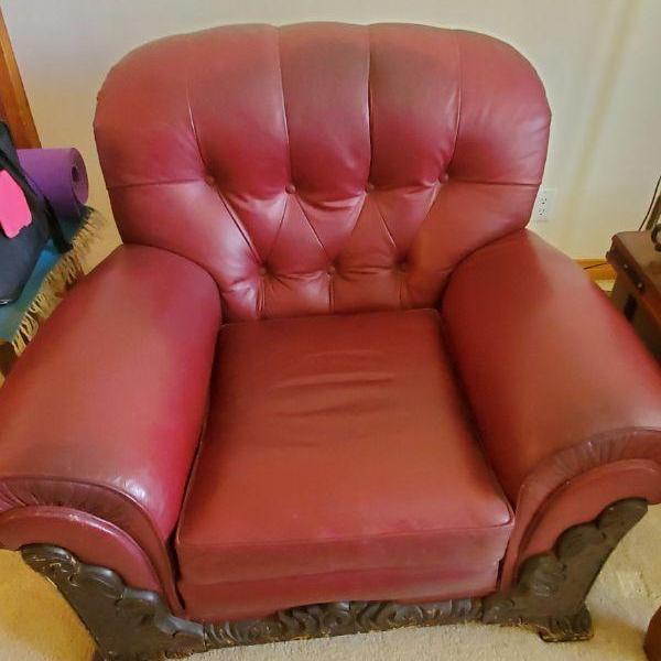 Photo of Red Leather Arm Chair