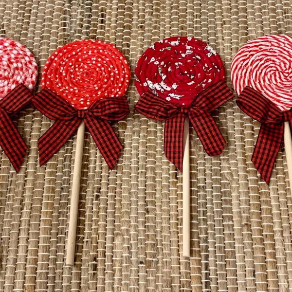 Photo of Set of 6 Farmhouse-style fabric lollipops! 